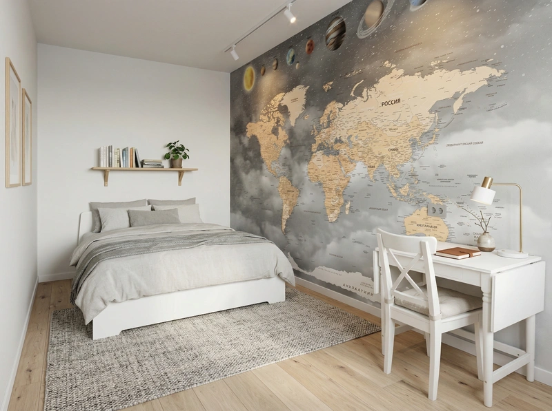 Дизайн спальни в стиле Сканди — фото интерьера от нейросети RoomGPT