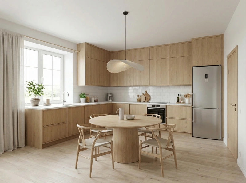 Дизайн кухни в стиле Сканди — фото интерьера от нейросети RoomGPT