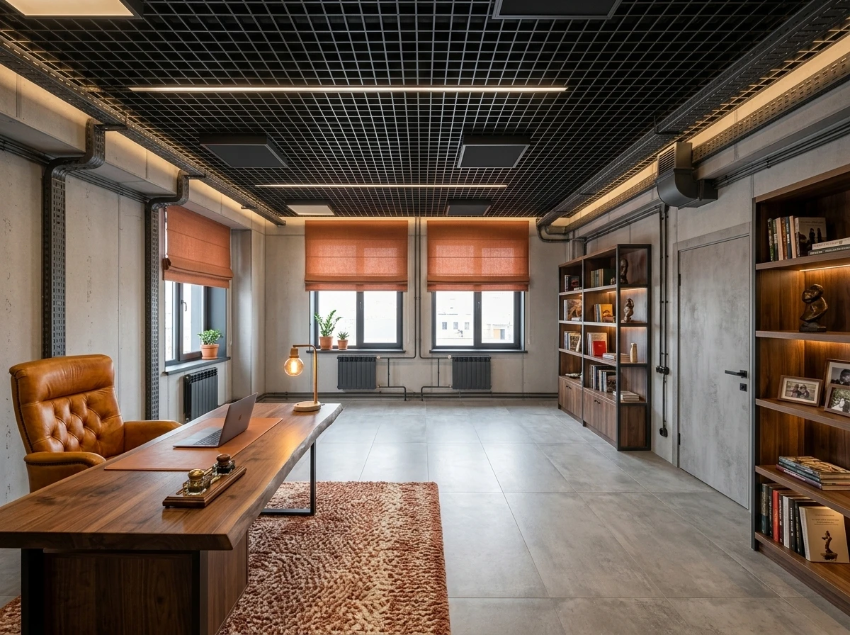 Дизайн кабинета в стиле Лофт — фото интерьера от нейросети RoomGPT