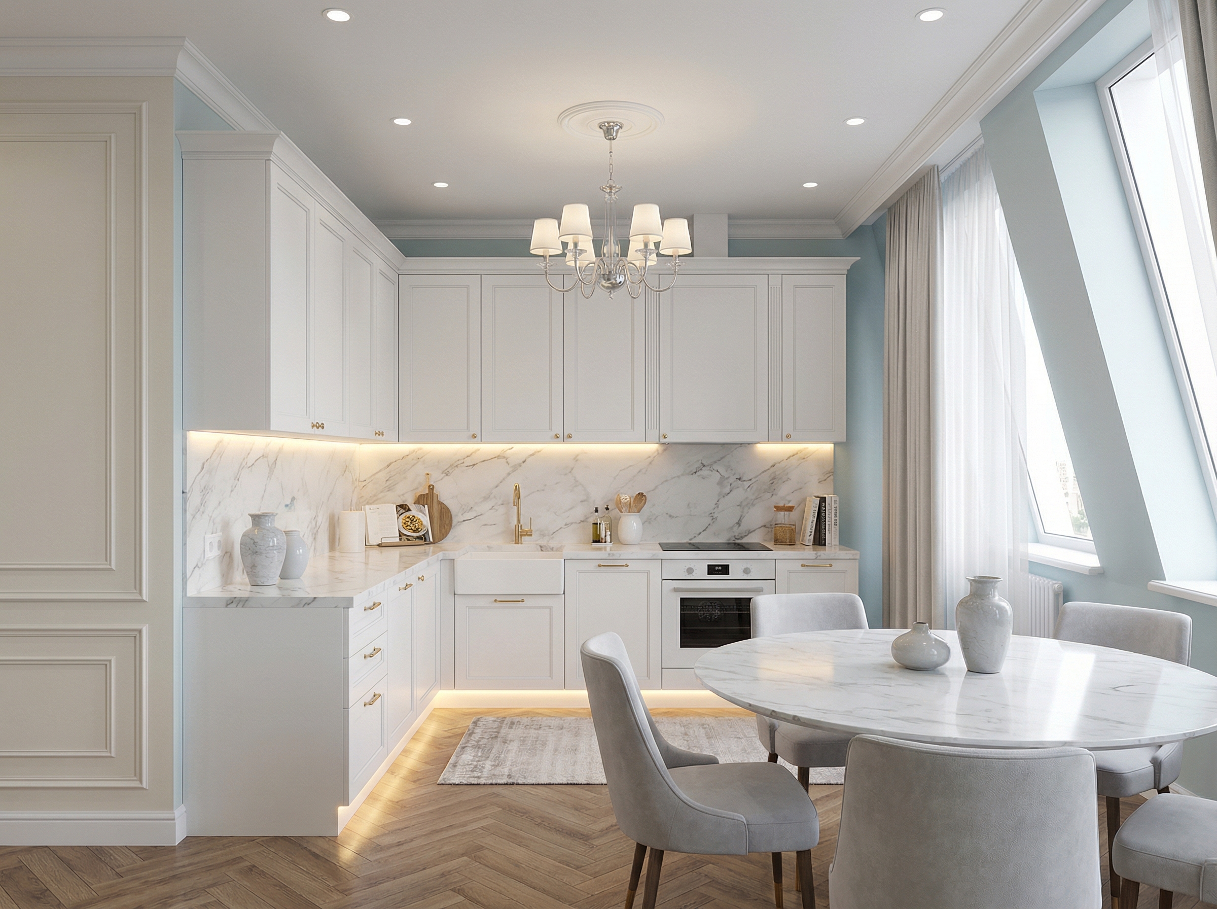 Дизайн кухни в стиле Классика — фото интерьера от нейросети RoomGPT