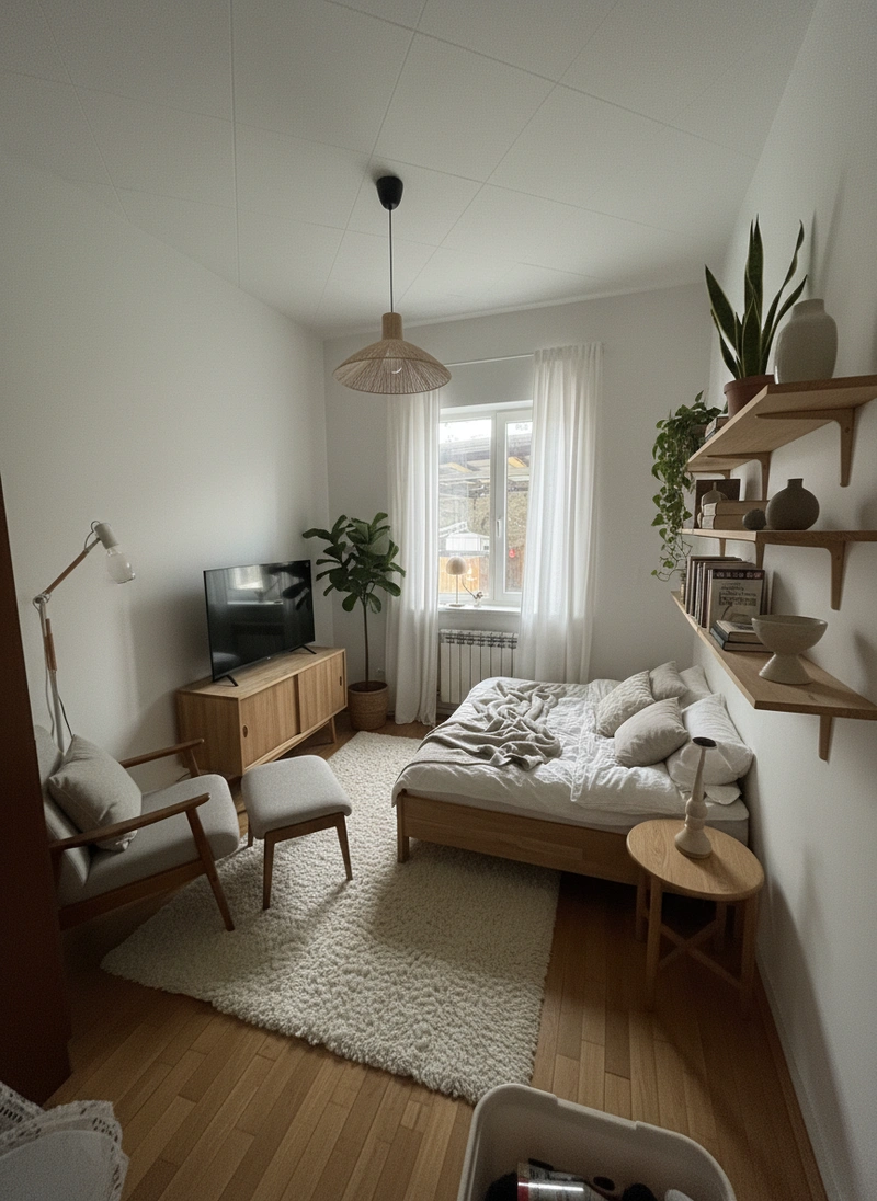 Дизайн интерьера в стиле Хюгге — Спальня от нейросети RoomGPT