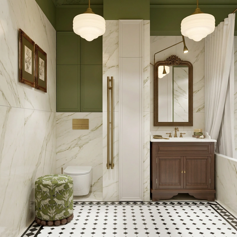 Дизайн интерьера в стиле Классика — Ванная от нейросети RoomGPT