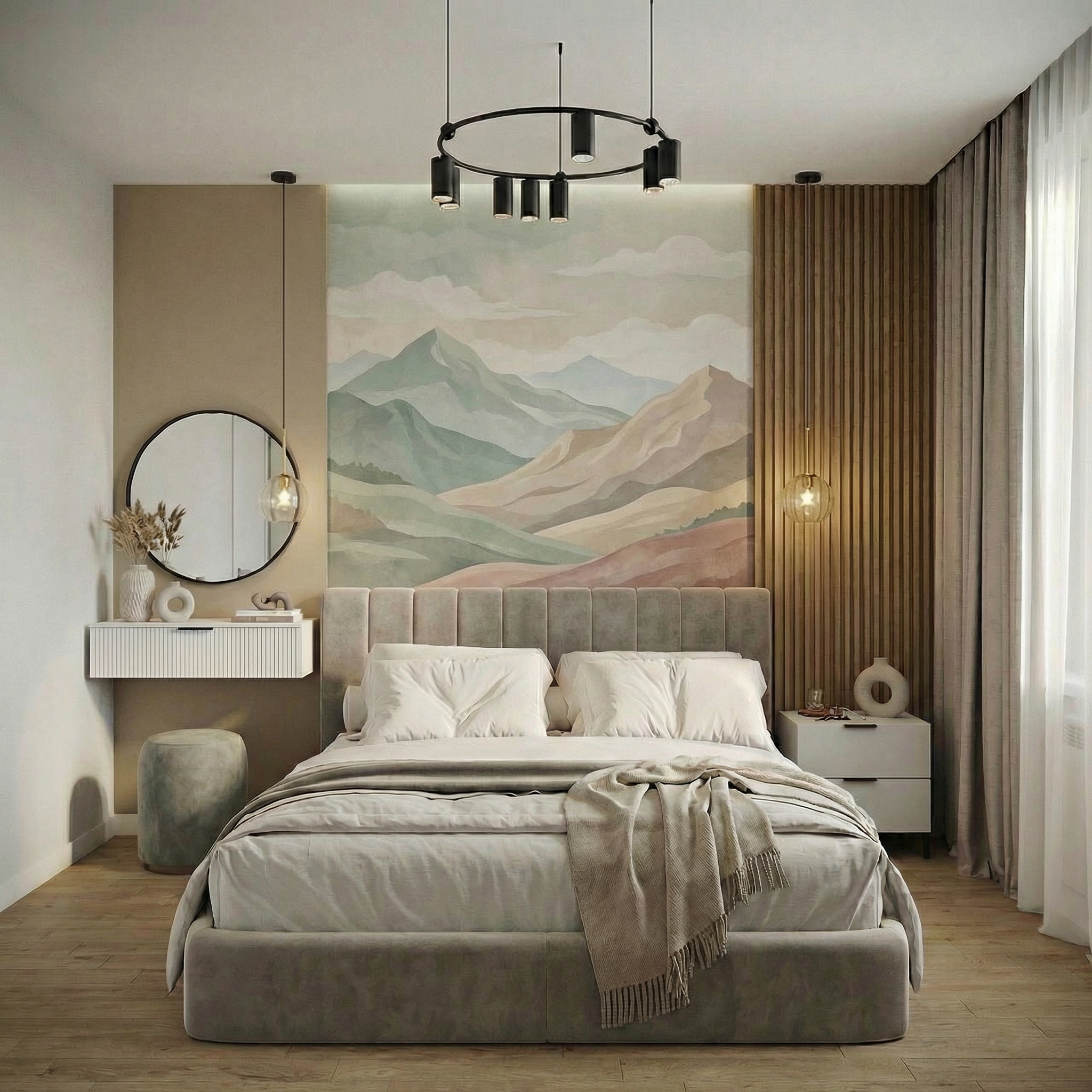 Дизайн спальни в стиле Минимализм — фото интерьера от нейросети RoomGPT