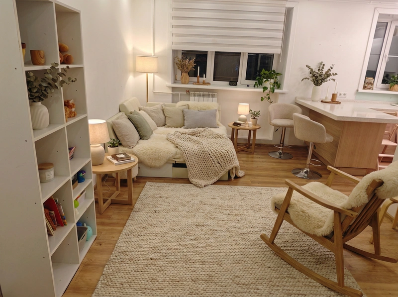 Дизайн интерьера в стиле Хюгге — Гостиная от нейросети RoomGPT