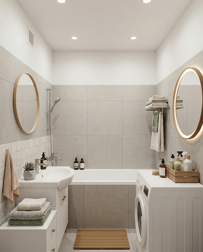 Дизайн ванной в стиле Сканди — фото интерьера от нейросети RoomGPT