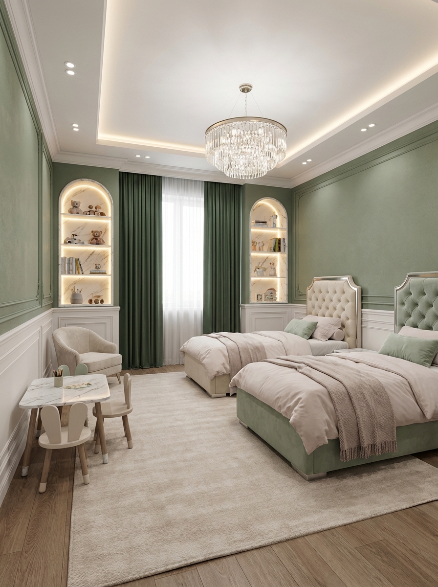 Дизайн детской в стиле Классика — фото интерьера от нейросети RoomGPT