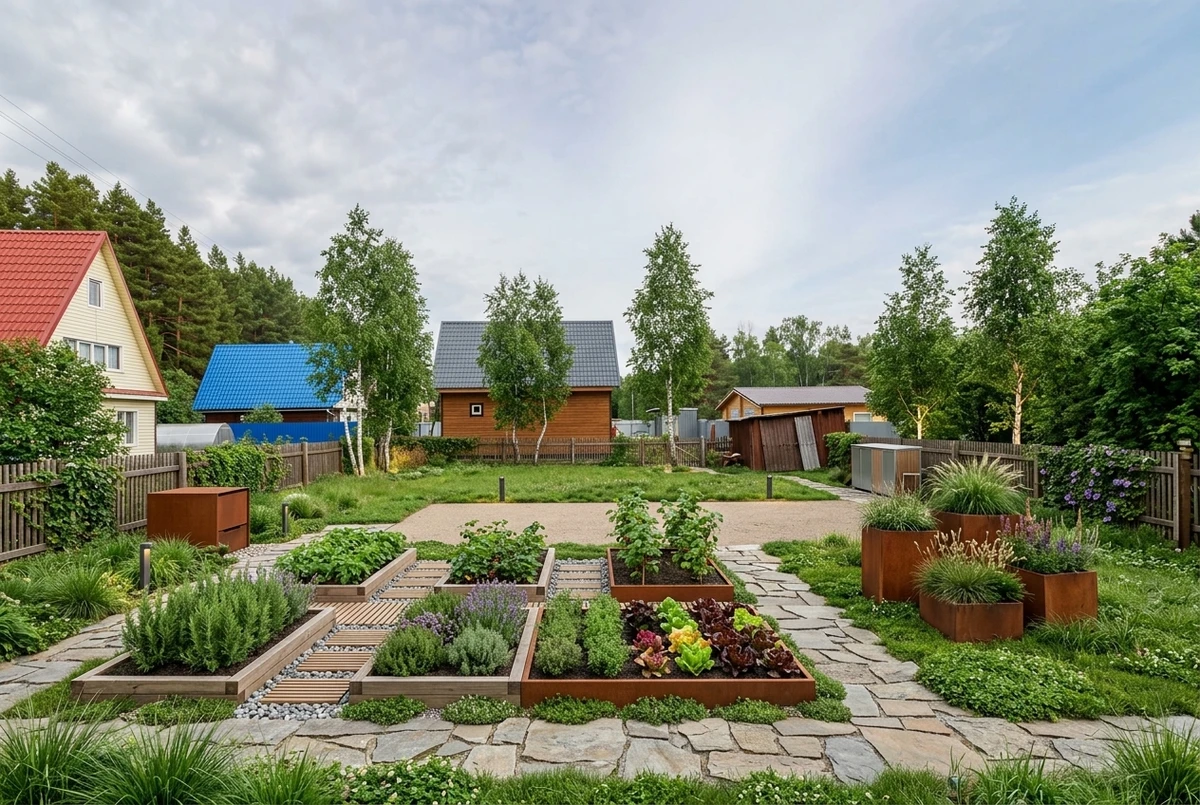 Дизайн участка в стиле Эко/Натуральный — фото участка от нейросети RoomGPT