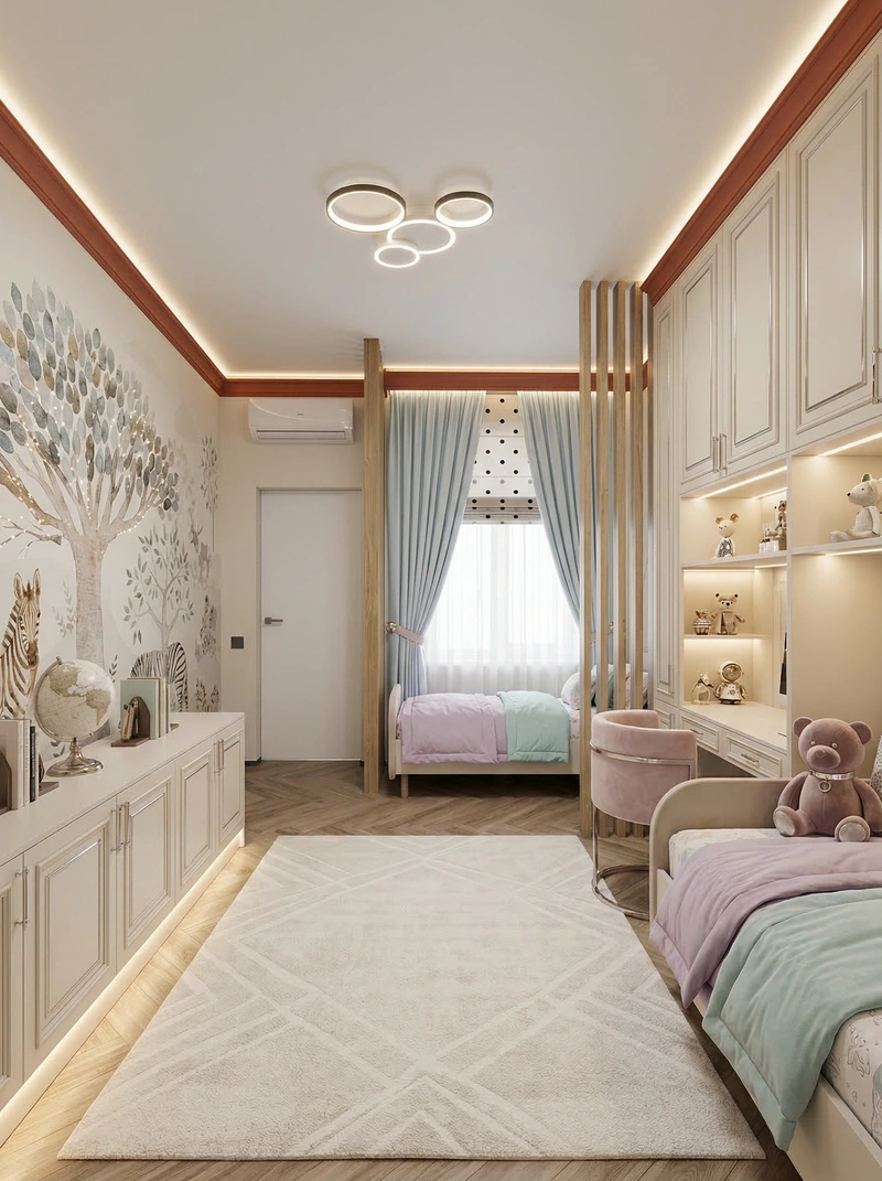 Дизайн детской в стиле Неоклассика — фото интерьера от нейросети RoomGPT