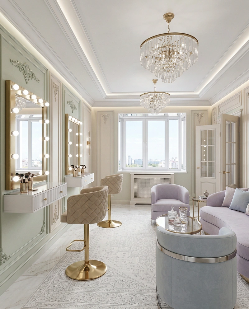 Дизайн интерьера в стиле Неоклассика — Гостиная от нейросети RoomGPT