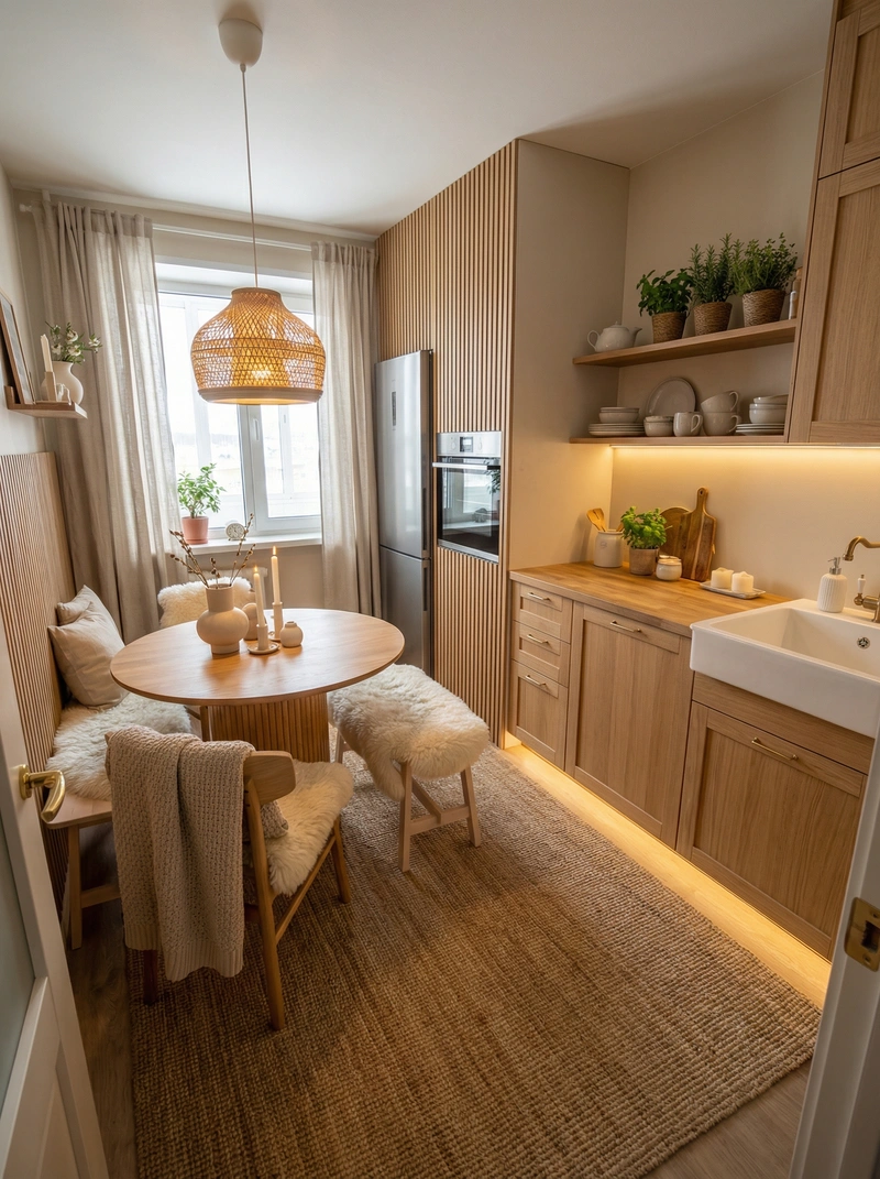 Дизайн интерьера в стиле Хюгге — Кухня от нейросети RoomGPT