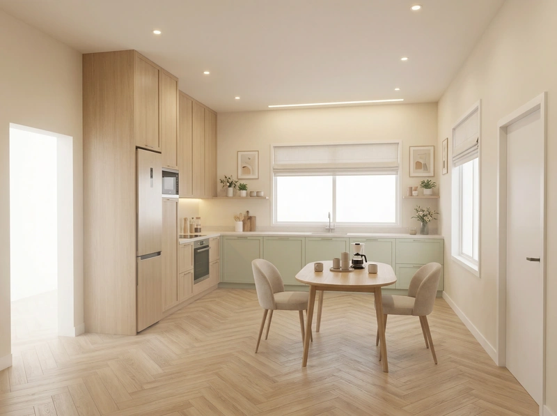 Дизайн интерьера в стиле Сканди — Кухня от нейросети RoomGPT