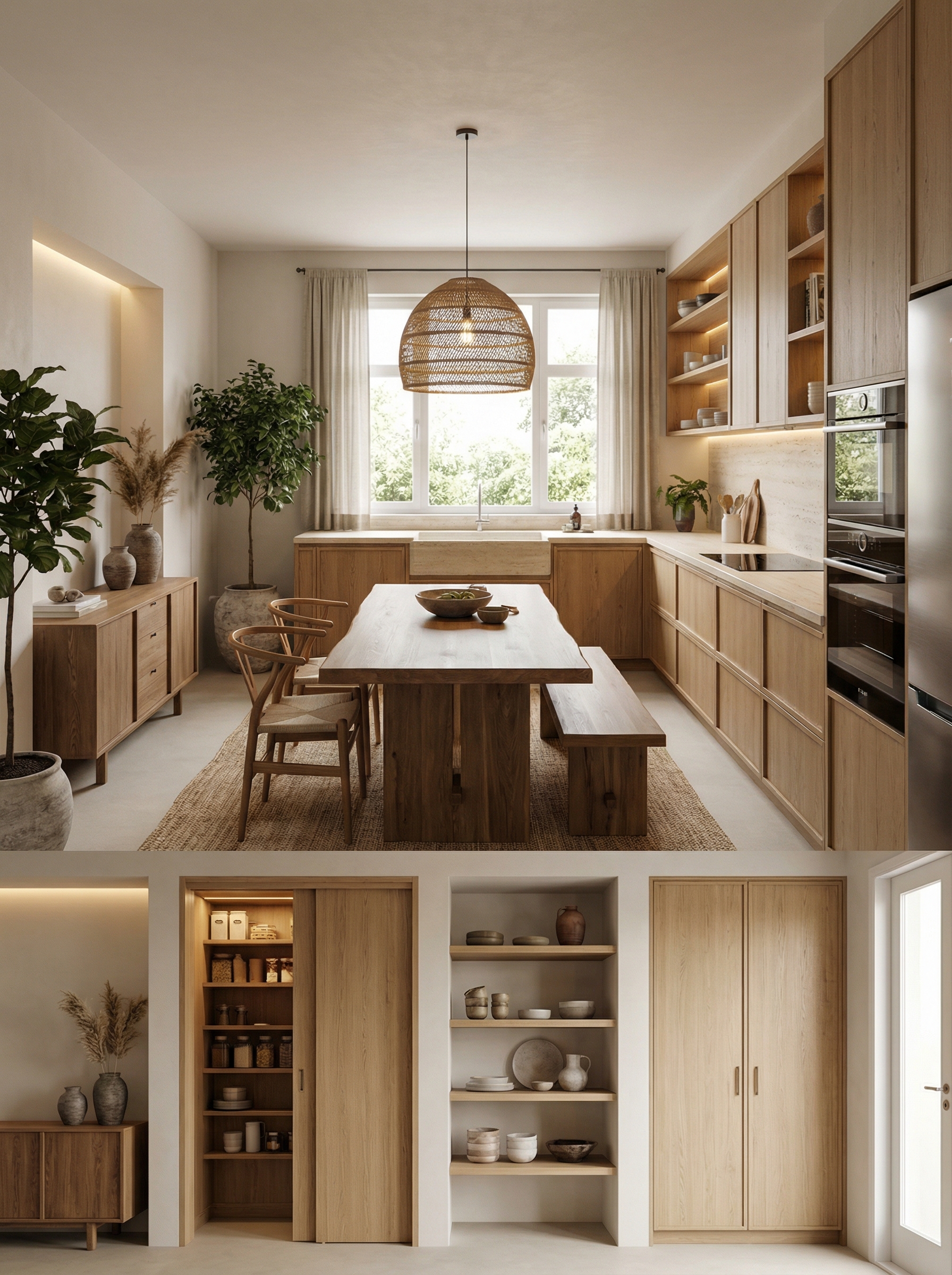 Дизайн кухни в стиле Japandi — фото интерьера от нейросети RoomGPT