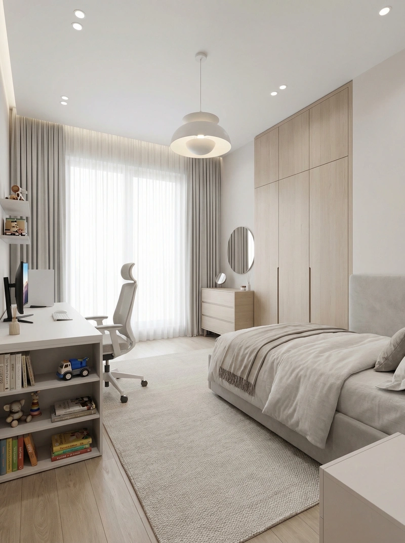 Дизайн детской в стиле Минимализм — фото интерьера от нейросети RoomGPT