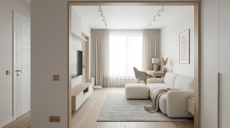 Дизайн гостиной в стиле Сканди — фото интерьера от нейросети RoomGPT