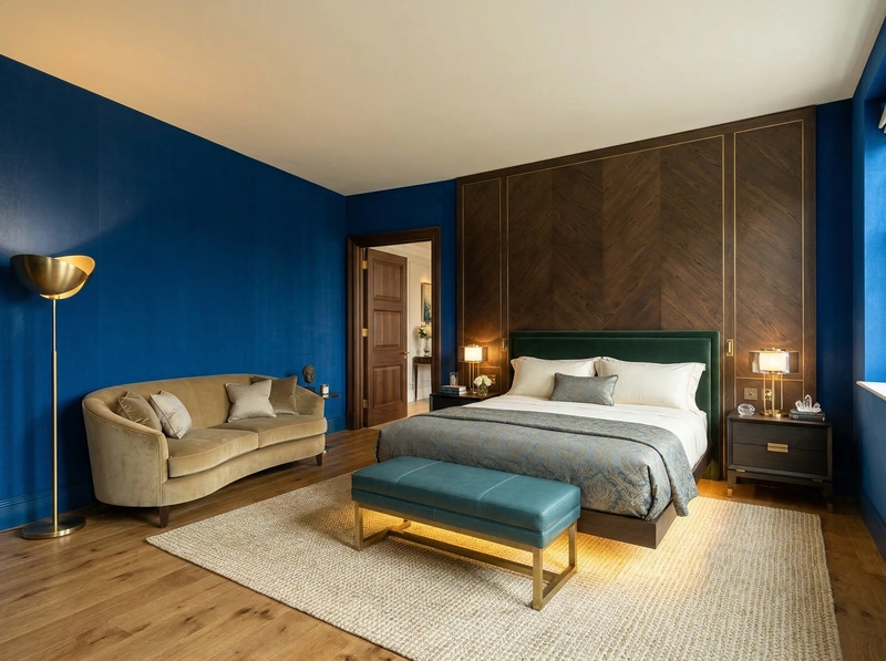 Дизайн спальни в стиле Британский — фото интерьера от нейросети RoomGPT