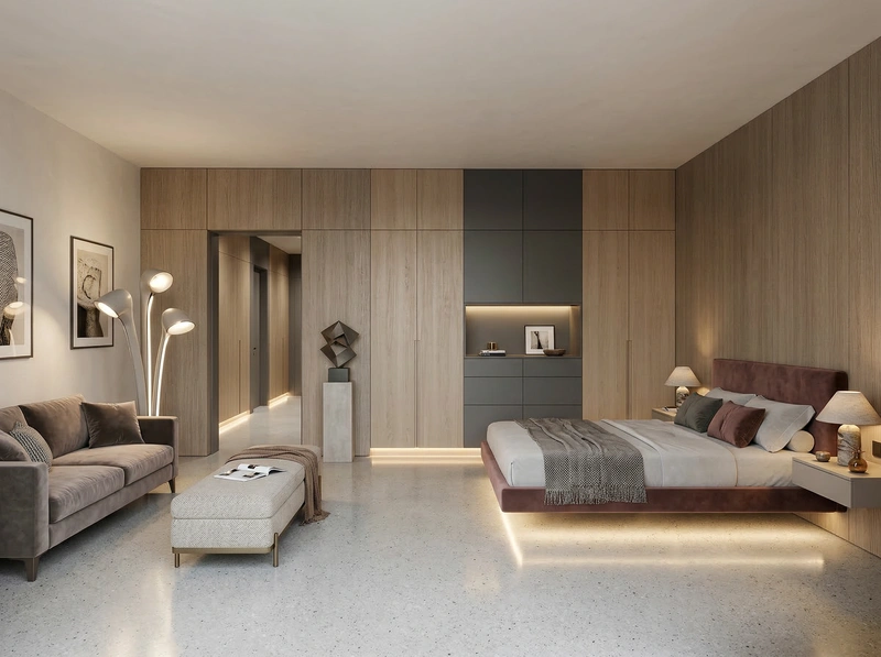 Дизайн спальни в стиле Эклектика — фото интерьера от нейросети RoomGPT