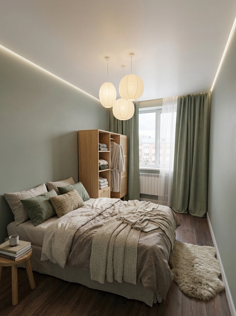 Дизайн интерьера в стиле Хюгге — Спальня от нейросети RoomGPT