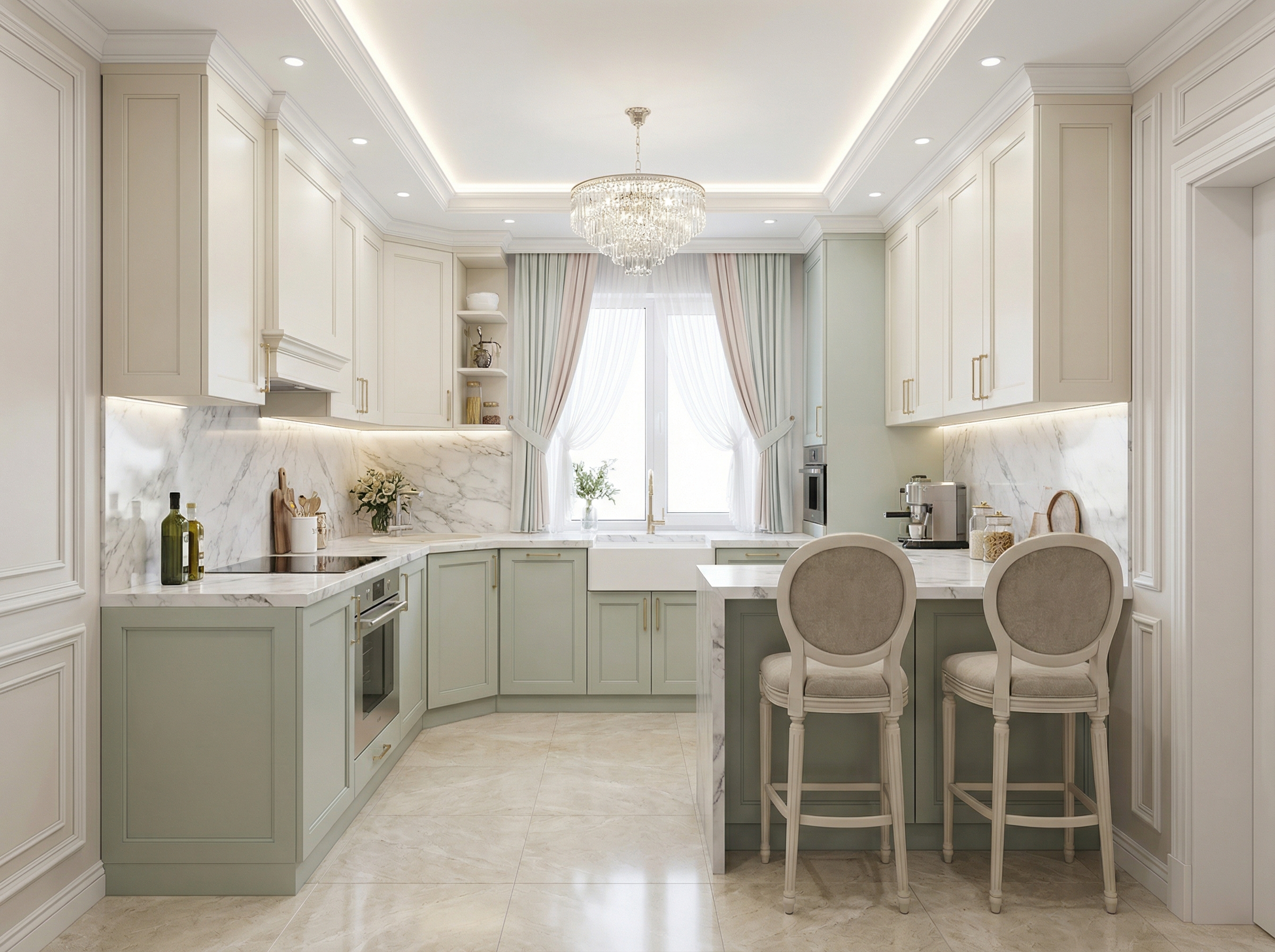 Дизайн кухни в стиле Классика — фото интерьера от нейросети RoomGPT