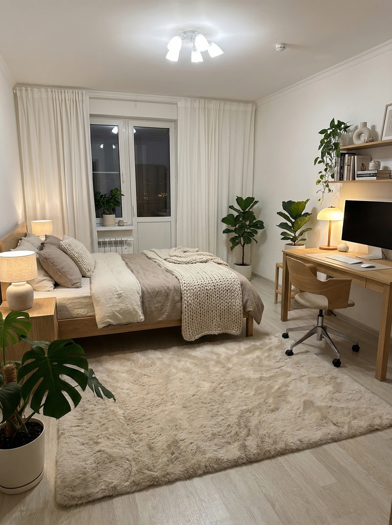 Дизайн интерьера в стиле Хюгге — Спальня от нейросети RoomGPT