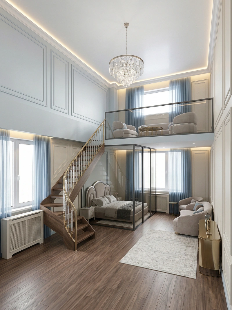 Дизайн гостиной в стиле Неоклассика — фото интерьера от нейросети RoomGPT