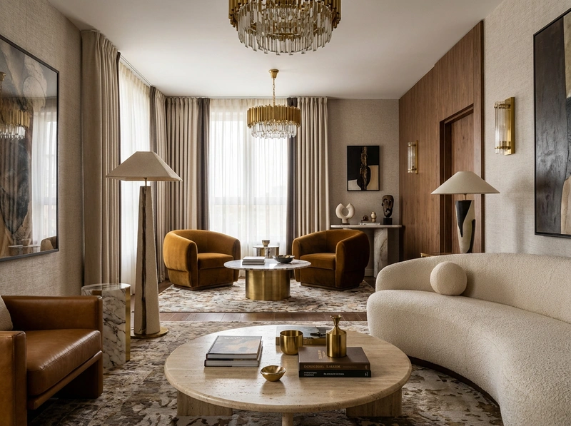 Дизайн интерьера в стиле Эклектика — Гостиная от нейросети RoomGPT