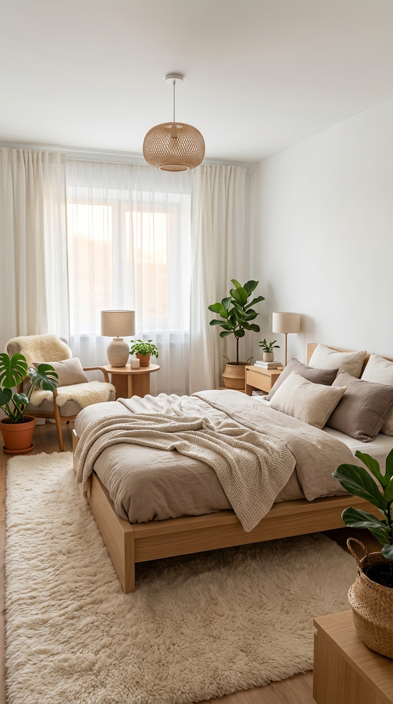 Дизайн спальни в стиле Хюгге — фото интерьера от нейросети RoomGPT
