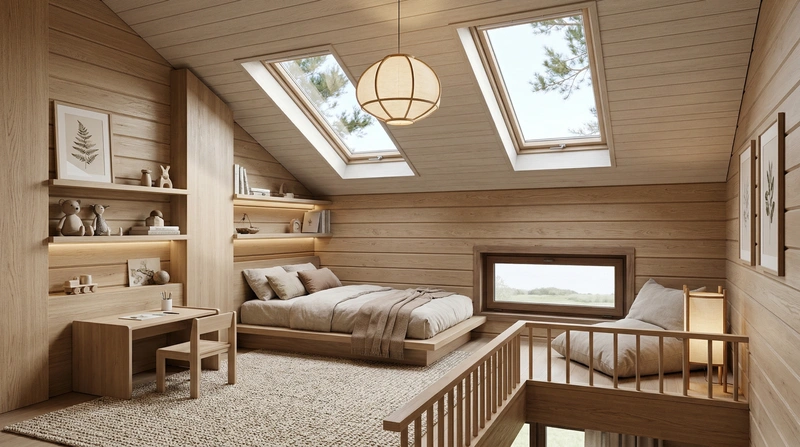 Дизайн детской в стиле Japandi — фото интерьера от нейросети RoomGPT