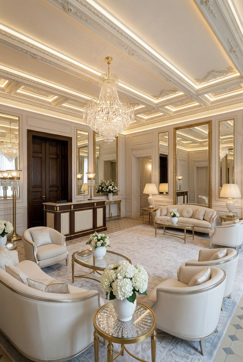 Дизайн гостиной в стиле Неоклассика — фото интерьера от нейросети RoomGPT