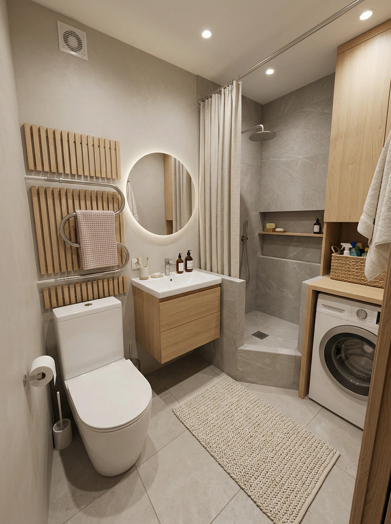 Дизайн интерьера в стиле Хюгге — Ванная от нейросети RoomGPT