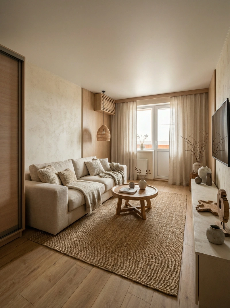 Дизайн спальни в стиле Japandi — фото интерьера от нейросети RoomGPT