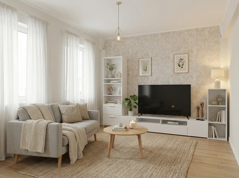 Дизайн интерьера в стиле Хюгге — Гостиная от нейросети RoomGPT