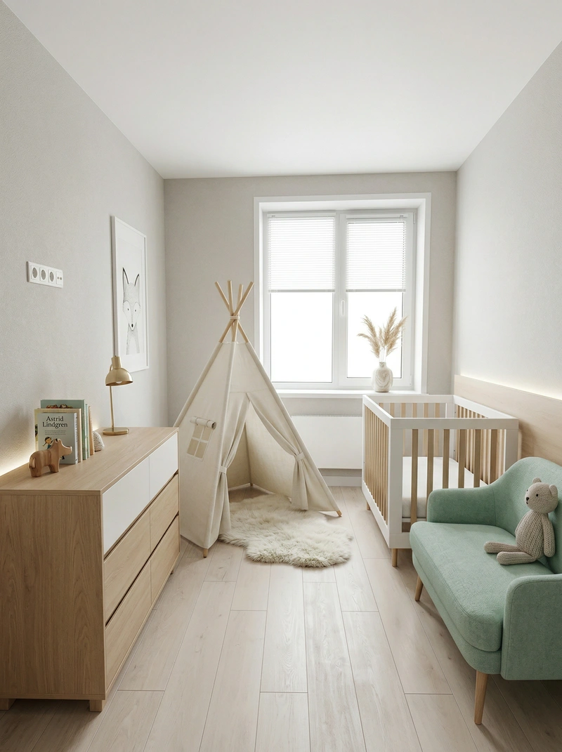 Дизайн интерьера в стиле Сканди — Детская от нейросети RoomGPT