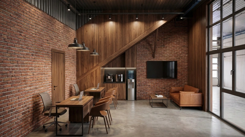 Дизайн интерьера в стиле Лофт — Кабинет от нейросети RoomGPT