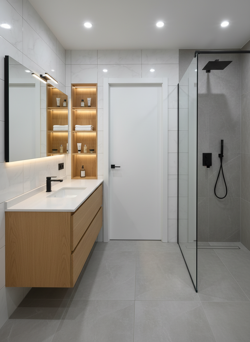 Дизайн ванной в стиле Минимализм — фото интерьера от нейросети RoomGPT
