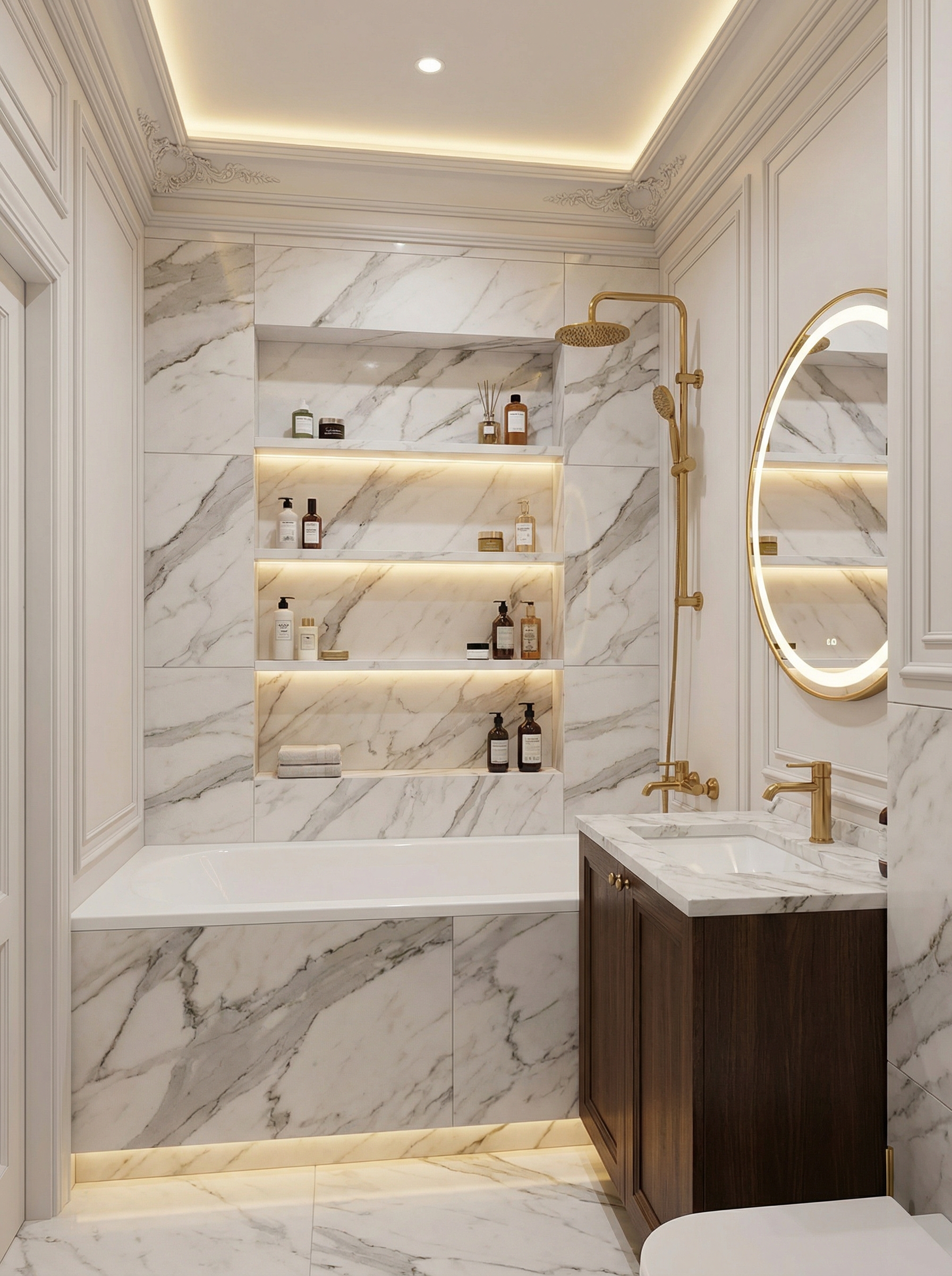 Дизайн ванной в стиле Классика — фото интерьера от нейросети RoomGPT