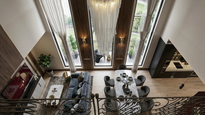 Дизайн гостиной в стиле Контемпорари — фото интерьера от нейросети RoomGPT