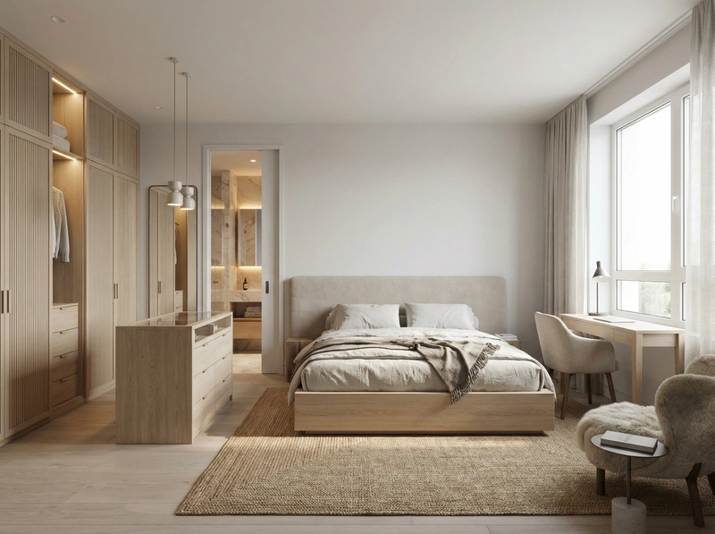 Дизайн интерьера в стиле Сканди — Спальня от нейросети RoomGPT