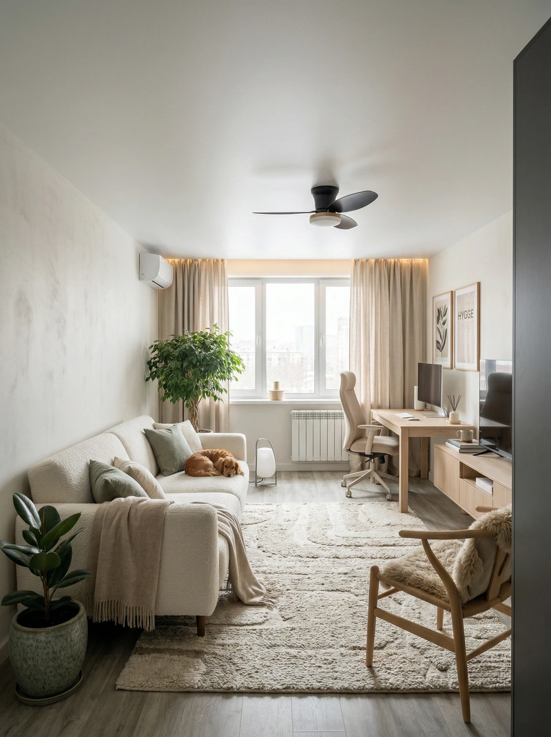 Дизайн интерьера в стиле Хюгге — Гостиная от нейросети RoomGPT