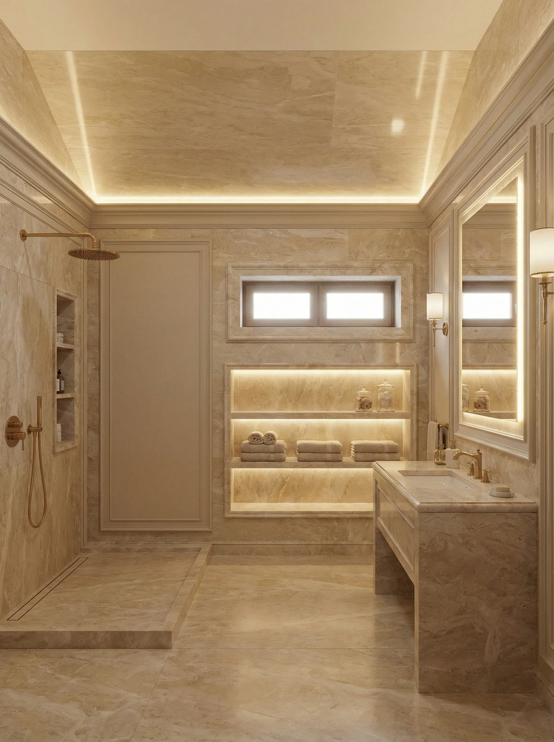 Дизайн интерьера в стиле Классика — Ванная от нейросети RoomGPT
