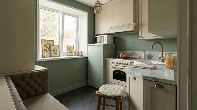 Дизайн кухни в стиле Классика — фото интерьера от нейросети RoomGPT
