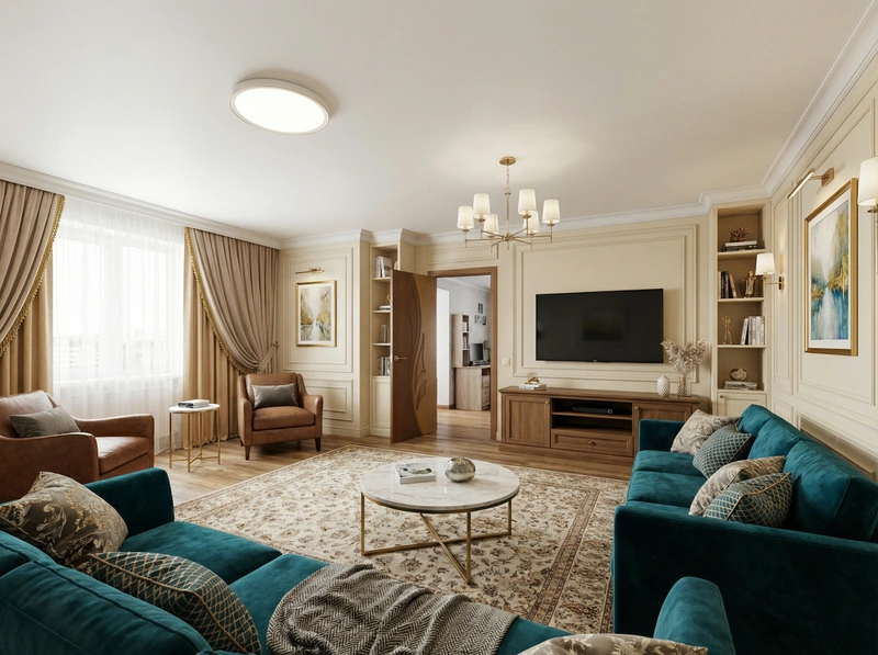 Дизайн интерьера в стиле Классика — Гостиная от нейросети RoomGPT