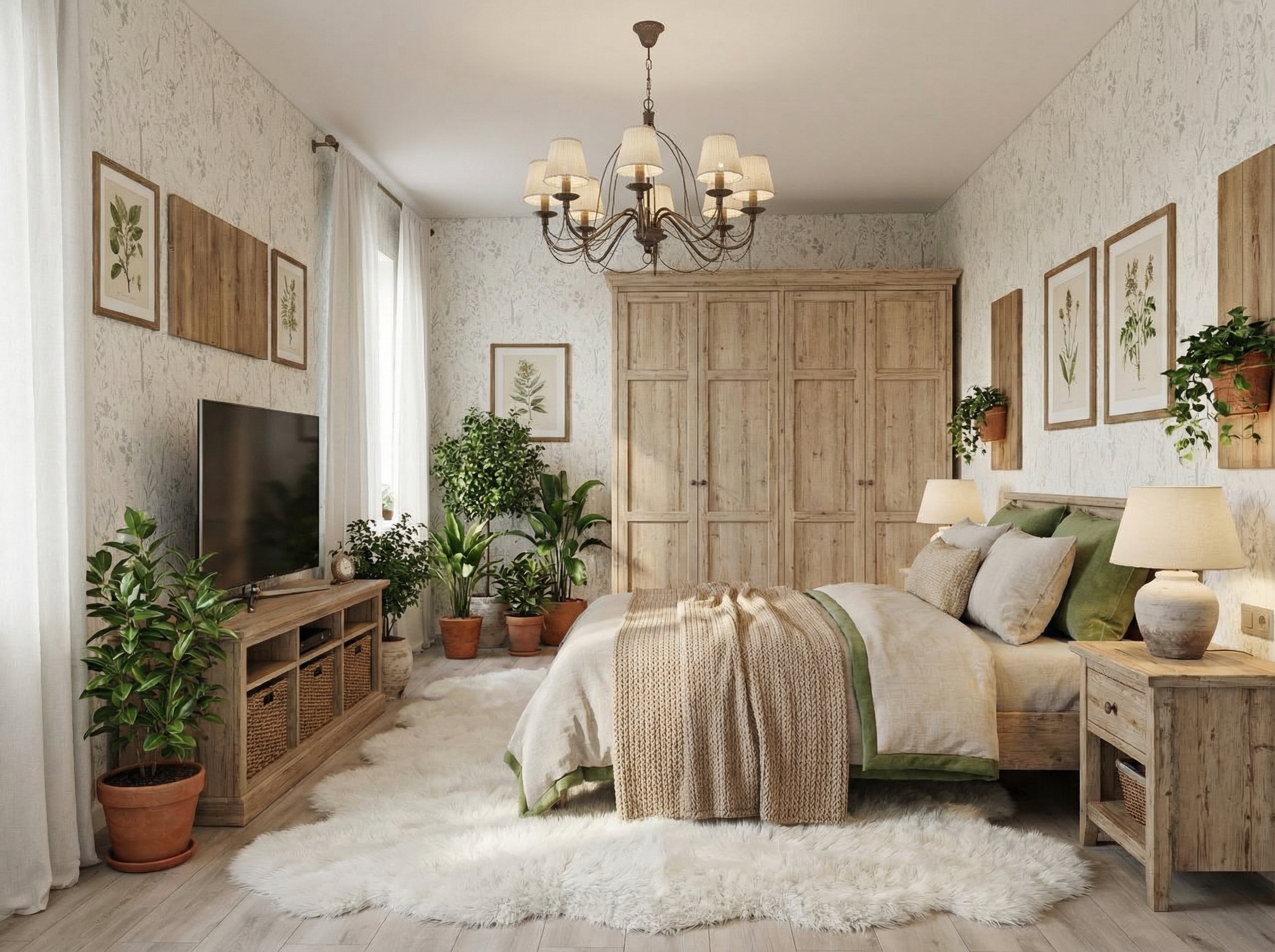 Дизайн спальни в стиле Хюгге — фото интерьера от нейросети RoomGPT