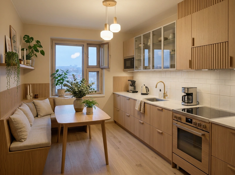 Дизайн интерьера в стиле Хюгге — Кухня от нейросети RoomGPT