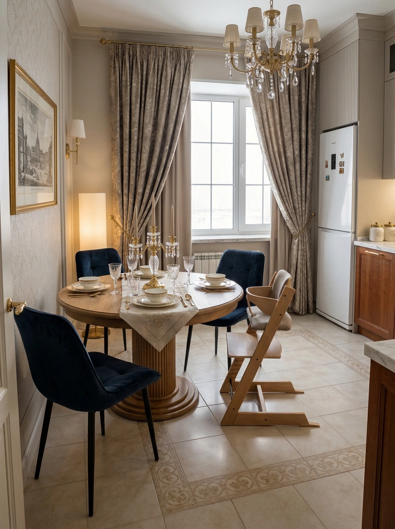 Дизайн интерьера в стиле Классика — Кухня от нейросети RoomGPT