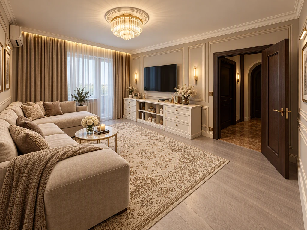 Дизайн гостиной в стиле Классика — фото интерьера от нейросети RoomGPT