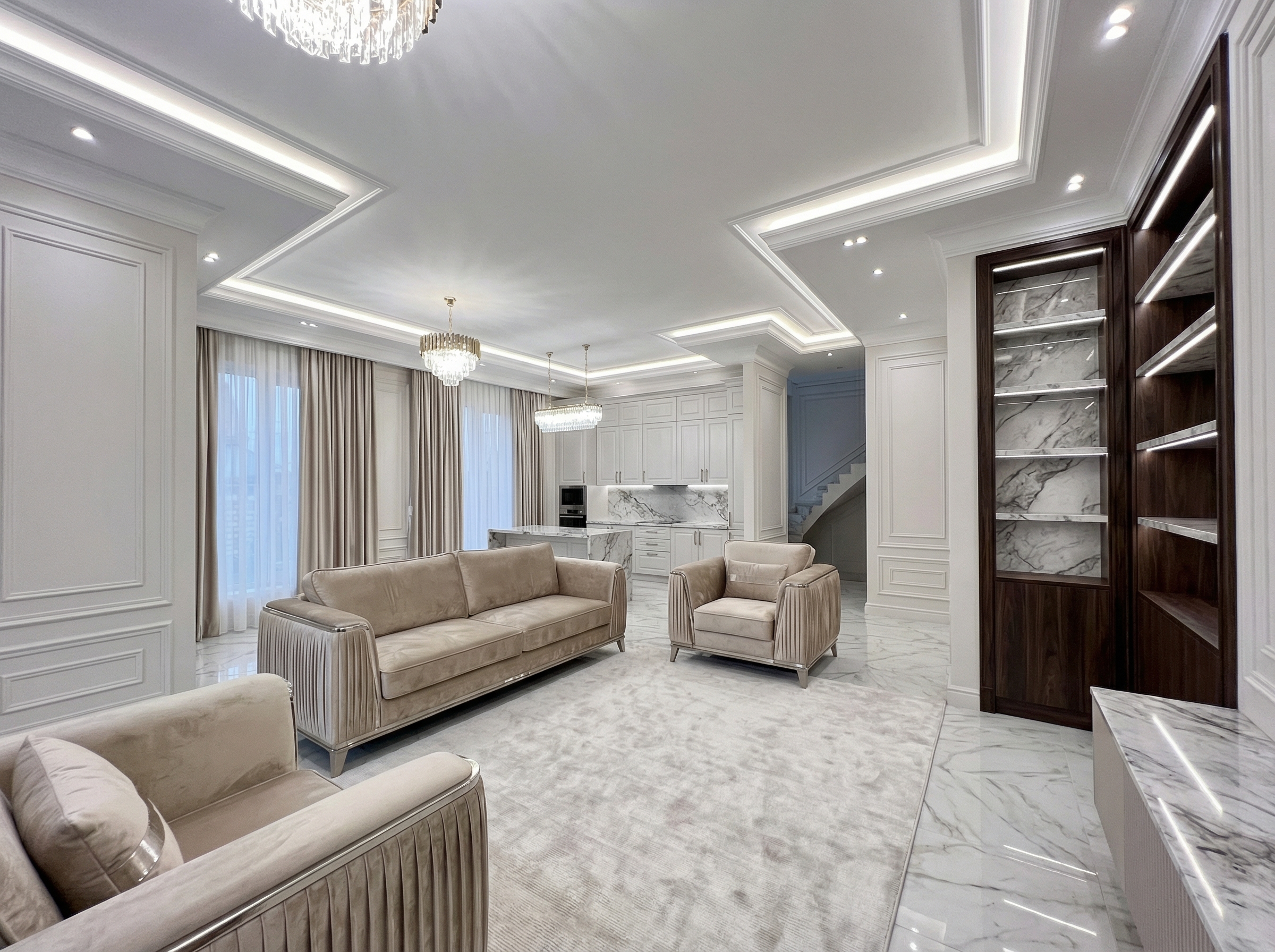 Дизайн гостиной в стиле Классика — фото интерьера от нейросети RoomGPT