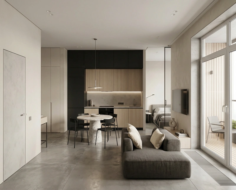 Дизайн интерьера в стиле Минимализм — Гостиная от нейросети RoomGPT