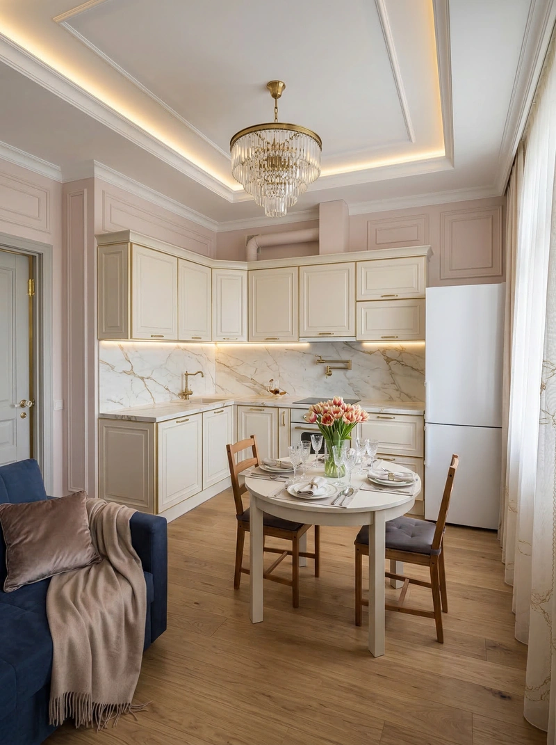 Дизайн кухни в стиле Неоклассика — фото интерьера от нейросети RoomGPT