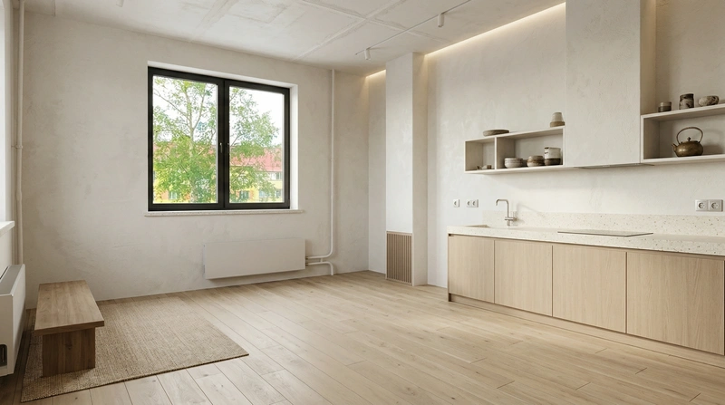 Дизайн кухни в стиле Japandi — фото интерьера от нейросети RoomGPT