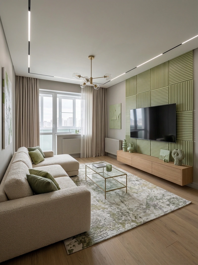 Дизайн гостиной в стиле Контемпорари — фото интерьера от нейросети RoomGPT